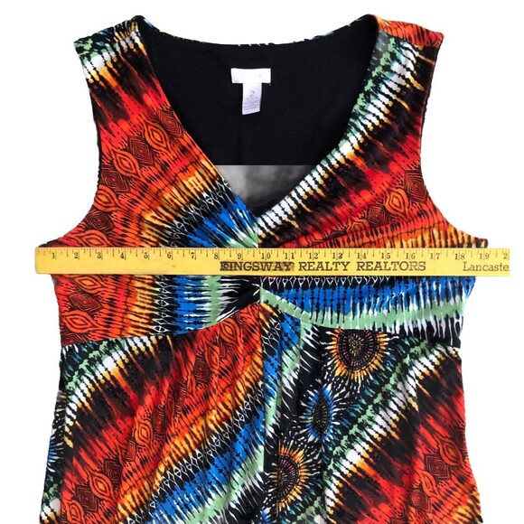 Chicos Sunflower Maxi Dress Womens 2 Large Sleeveless Empire Waist Boho Artsy - Picture 9 of 12